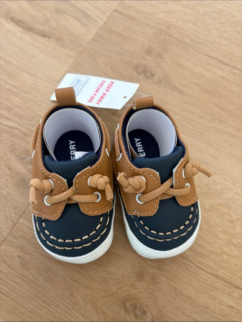 Sperry Baby Size 3 Navy and Tan Boat Moccasins